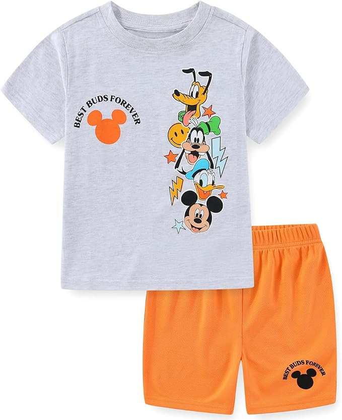 Disney Mickey Mouse Donald Duck Goofy Pluto Boys Short Sleeve T-Shirt and Mesh Short Set for Todd... | Amazon (US)