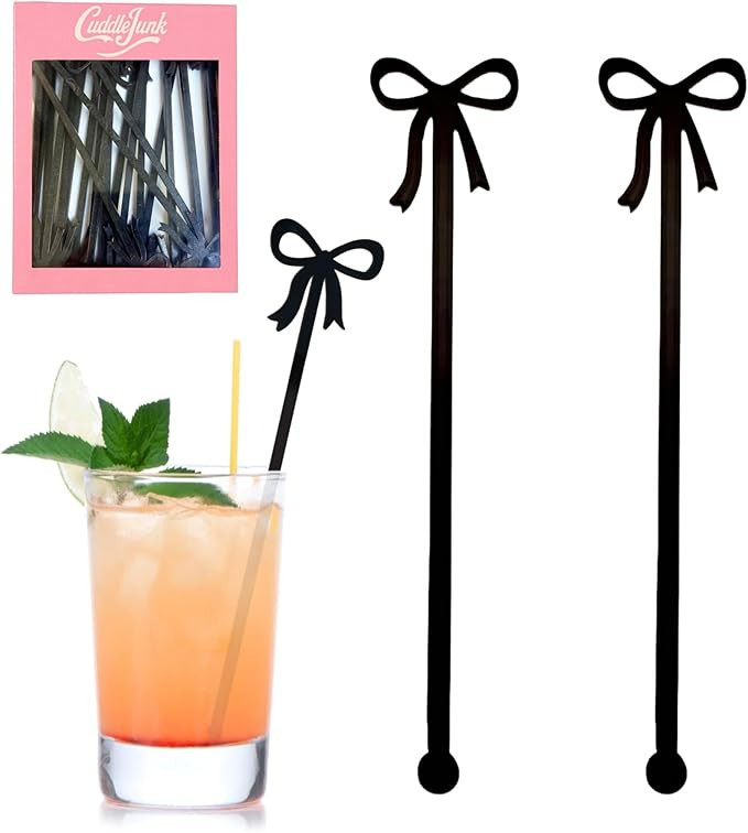 20 pcs Bow Drink Stirrers, Acrylic Drink Stirs for Bow Themed Party Decoration, Coquette Birthday... | Amazon (US)