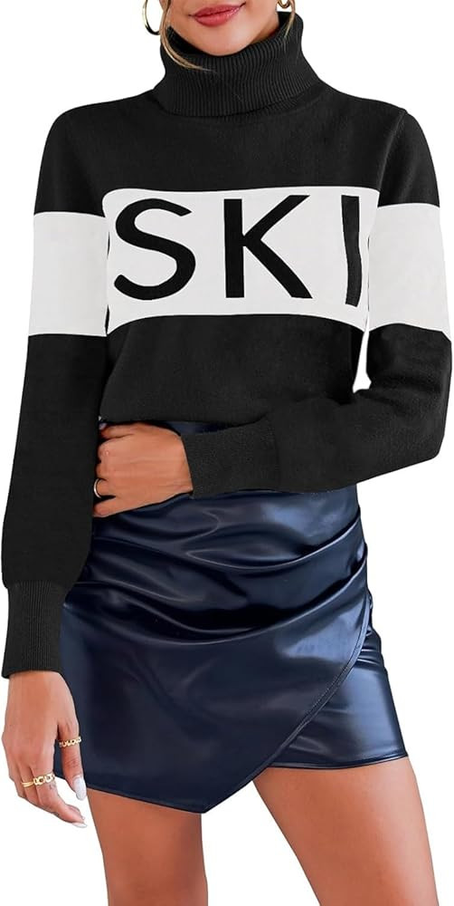 Women Turtleneck Sweater Warm Shirts Apres Ski Shirt with Ear and Thumb Holes Winter Skiing Snow ... | Amazon (US)
