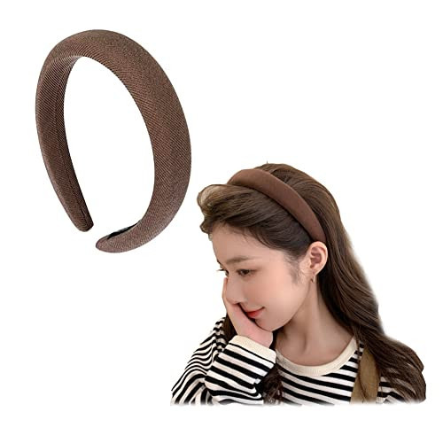 ZAHSY Wide Thick Headbands for Women Sponge Puffy Headband for Washing Face Cloth Headbands Brown Headband Hairband for Girls Hair Accessories Padded Headbands for Women | Amazon (US)