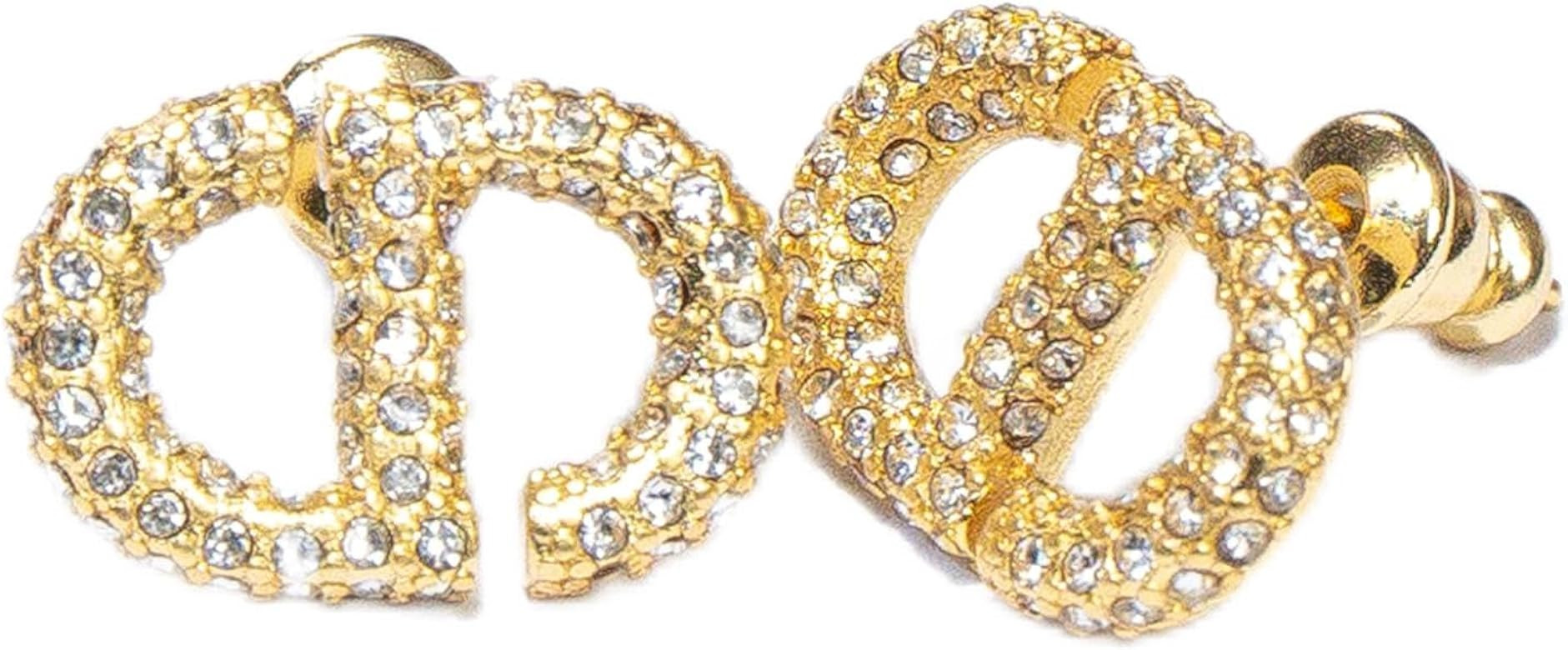 Personalized Initial 18k Gold Luxury Letter rhinestone Earring, Hypoallergenic 925 Silver Jewelry... | Amazon (US)