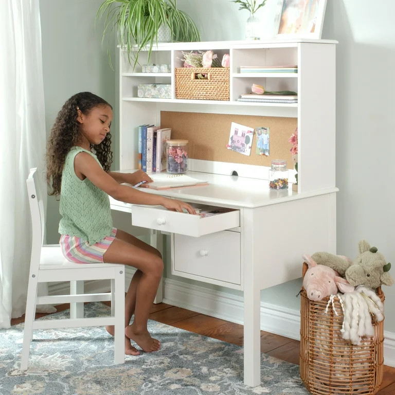 Guidecraft Madison Kids' Desk with Hutch and Chair - White: Children's Wooden Study Table with Cu... | Walmart (US)
