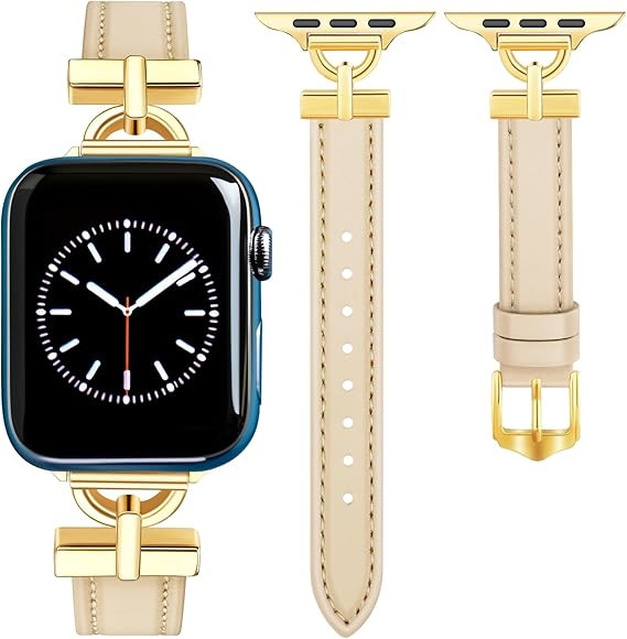 Luxury Leather Bands Compatible with Apple Watch Band 38mm 40mm 41mm Women,Designer Dressy Leathe... | Amazon (US)