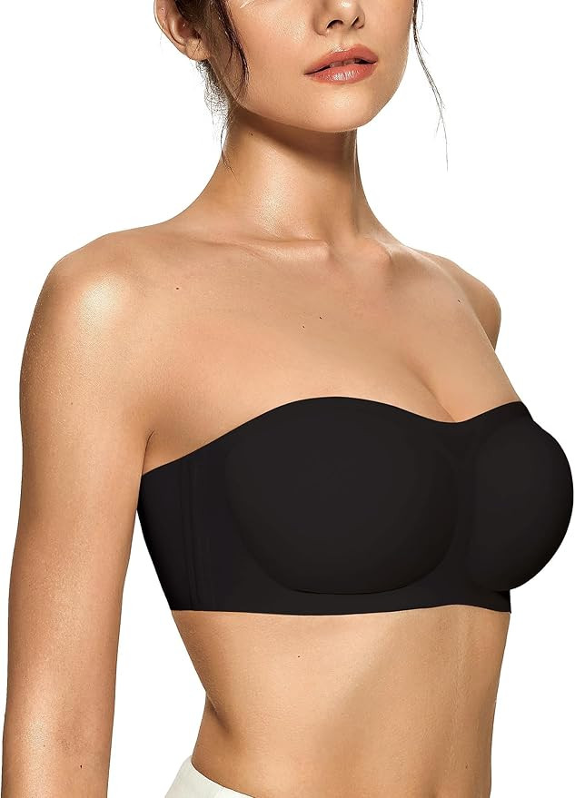 OEAK Womens Strapless Bras Jelly Push Up Bandeau Bra Non Slip Wireless Supportive Padded Bras Sea... | Amazon (US)