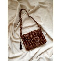 Wooden Beaded Bag Boho Floral Shoulder Purse With Tassel | Etsy (US)