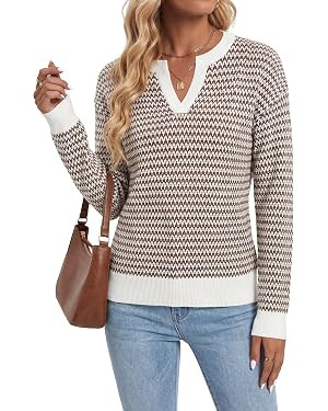 Arach&Cloz Women's Polo Striped Long Sleeve Casual Sweaters Breathable Tops | Amazon (US)
