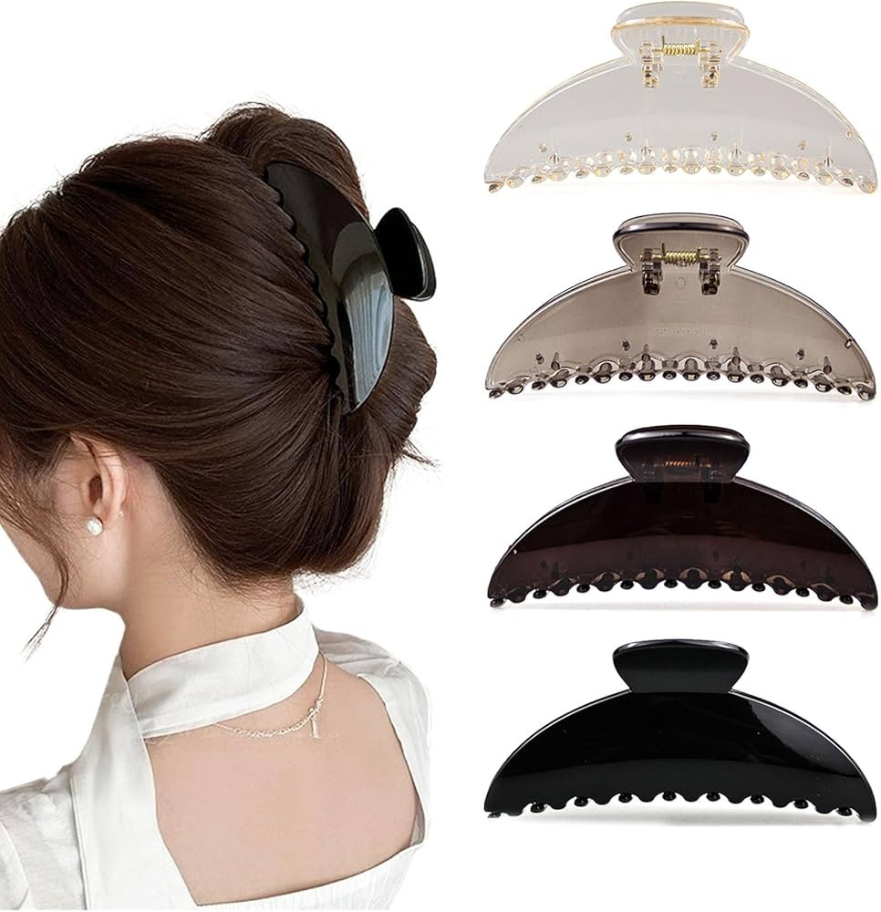 Large Hair Claw Clips for Thick Thin Long Hair for Women, 5 inch Clear Non-slip Tight Strong Hold... | Amazon (US)