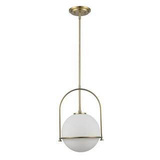 Owens 1-Light Gold Pendant Light Fixture with Globe Glass Shade | The Home Depot