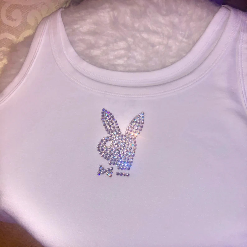 Rhinestone Playboy Tank Top | Etsy (US)