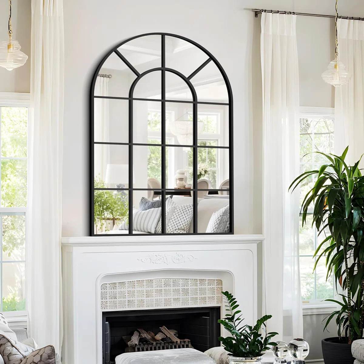 Arched Wall Mirror Aluminum Alloy Window Pannel Mirror Wall Decor | Wayfair North America