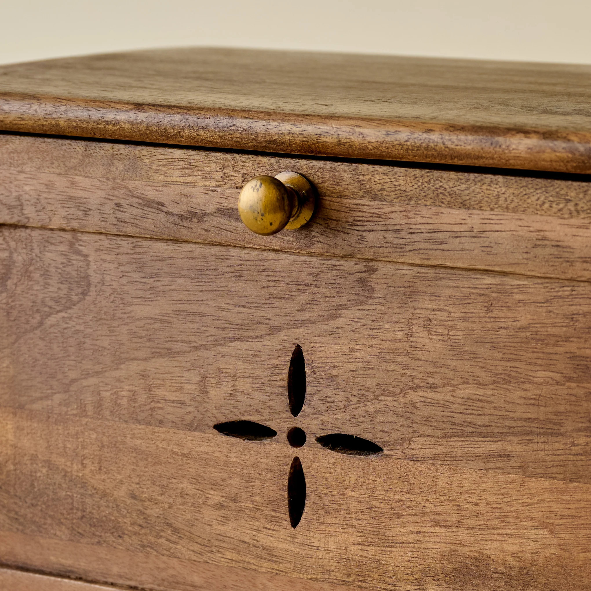 Antiqued Wood Carved Bread Box | Magnolia