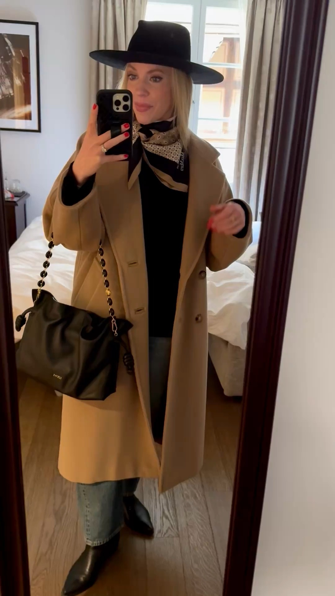 Travel outfit, European style,
Max Mara camel coat, Max Mara silk scarf, @Zara cropped straight leg jeans, Loewe Flamenco pouch handbag

#LTKdayinmylife #LTKTravel #LTKootd