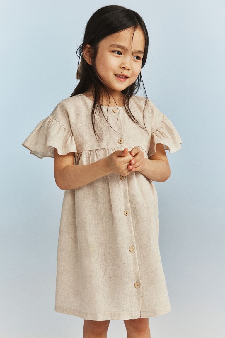 Flutter-sleeved Linen Dress | H&M (US + CA)