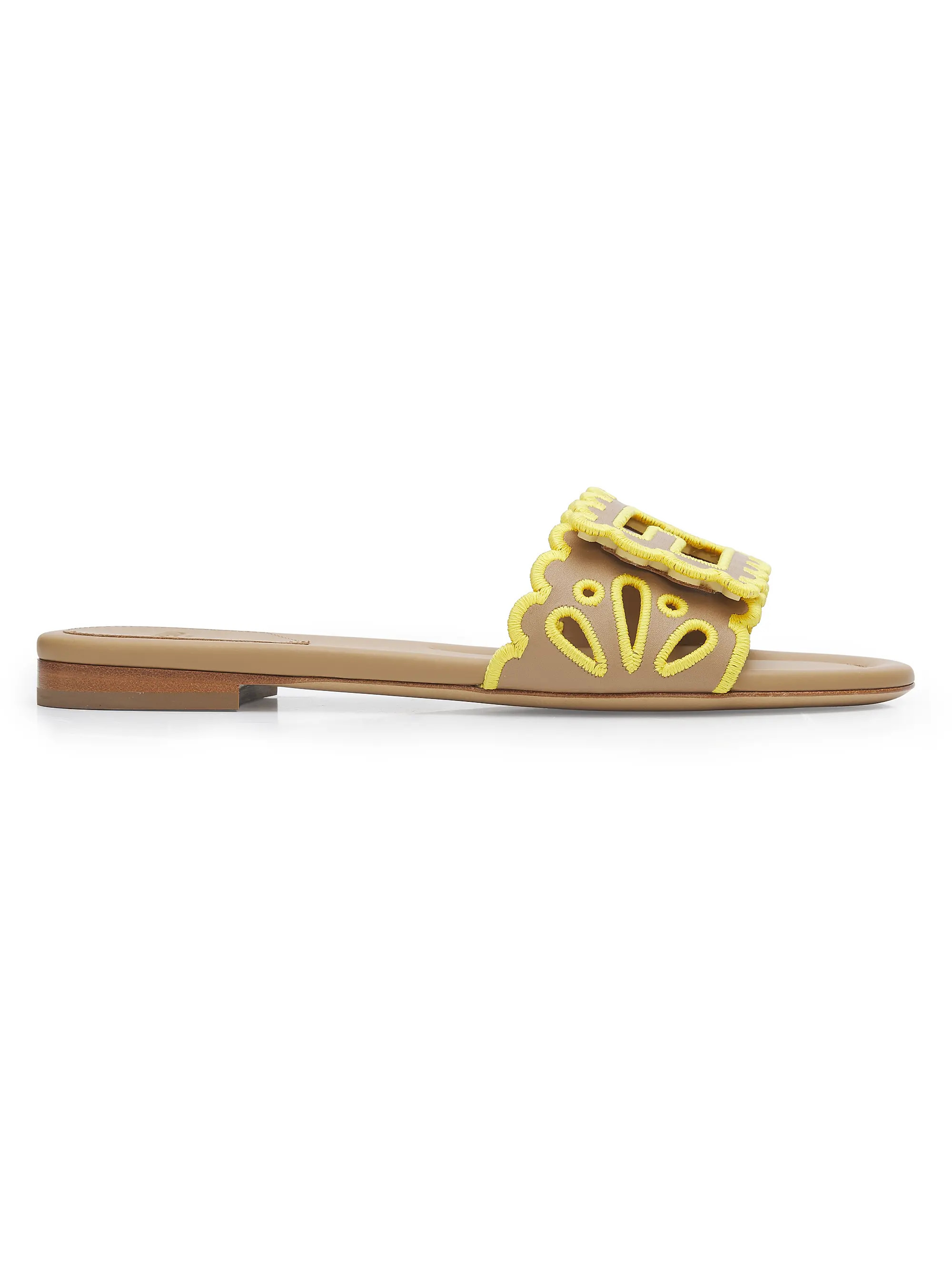 Baguette Leather Eyelet Slides | Saks Fifth Avenue