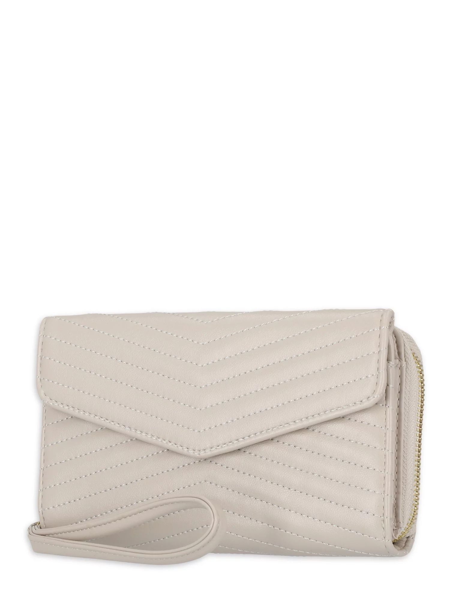 Time and Tru Women's Ainsley Bulk Clutch Wallet Vinyl Solid Cream | Walmart (US)