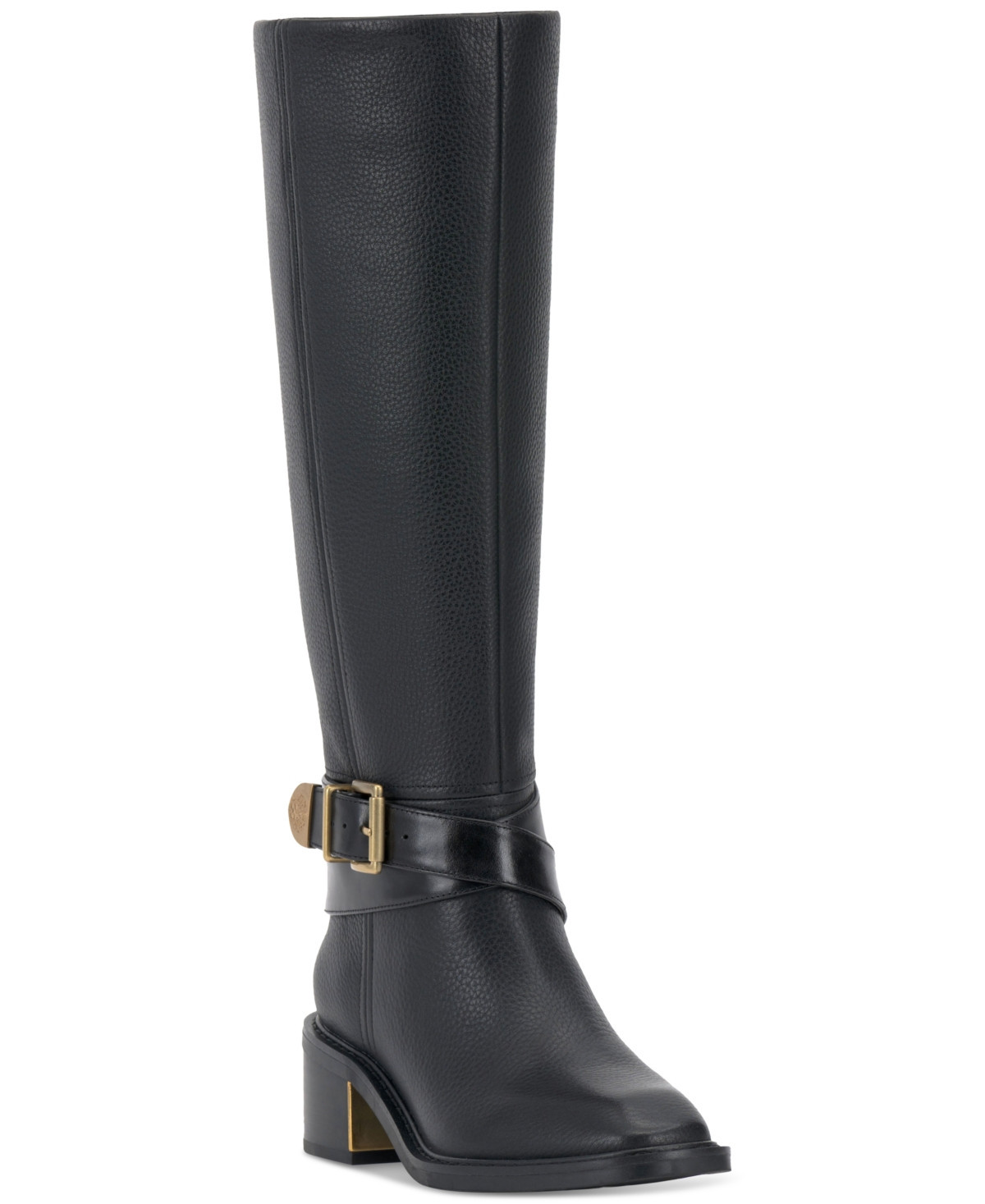 Vince Camuto Women's Gini Wide-Calf Buckled Knee-High Riding Boots - Black | Macy's