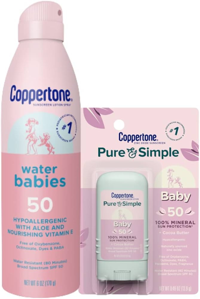 Coppertone WaterBabies Sunscreen Spray, SPF 50 Baby Sunscreen, Spray On Sunscreen, 6 Oz and Pure ... | Amazon (US)