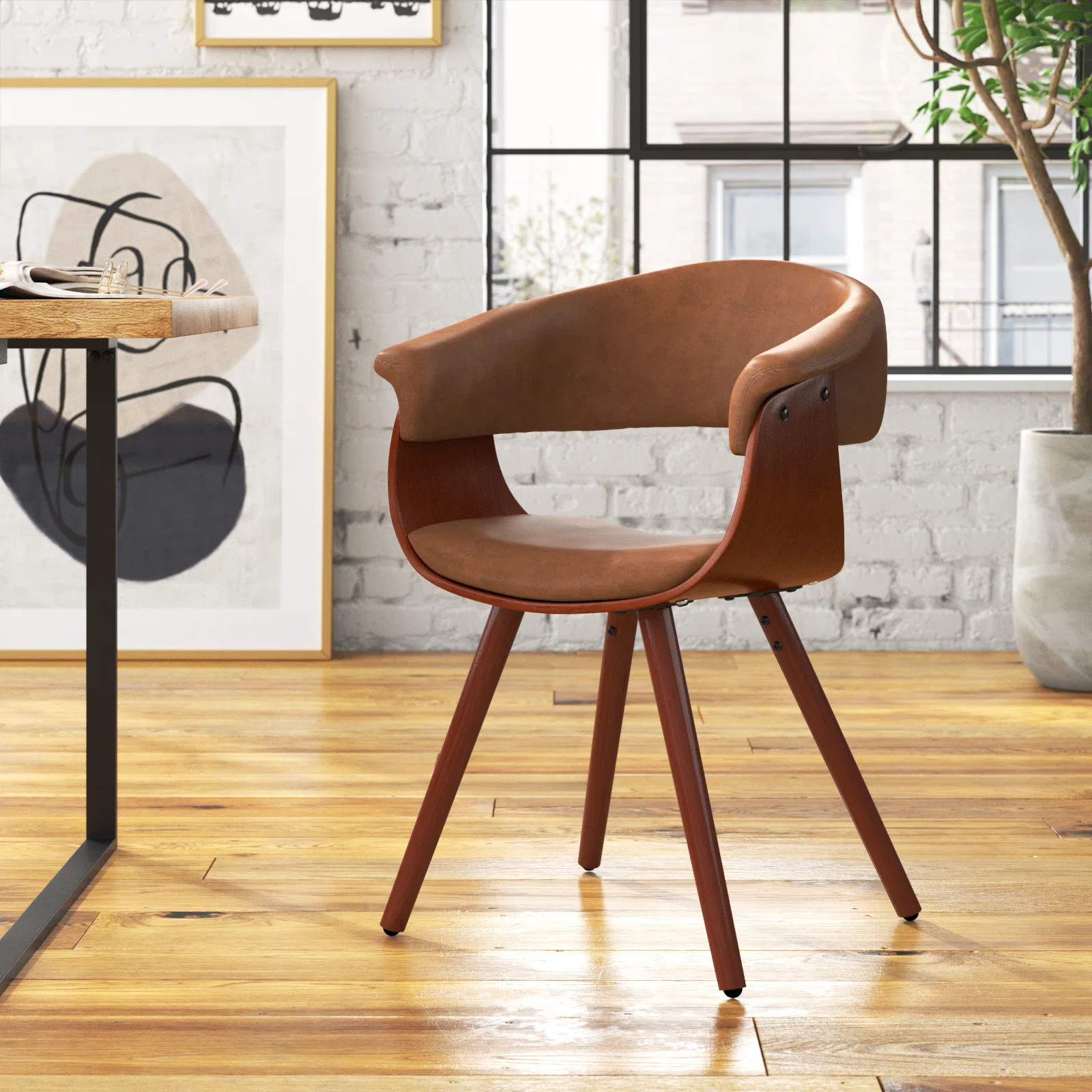 Steelside™ Gauri Faux Leather Mid-Century Dining Chair & Reviews | Wayfair | Wayfair North America