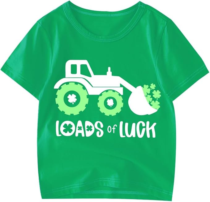 Kids St Patricks Day Shirt Boys Girls Irish Shamrock Clover Lucky Tractor Graphic Tees Toddler Sh... | Amazon (US)