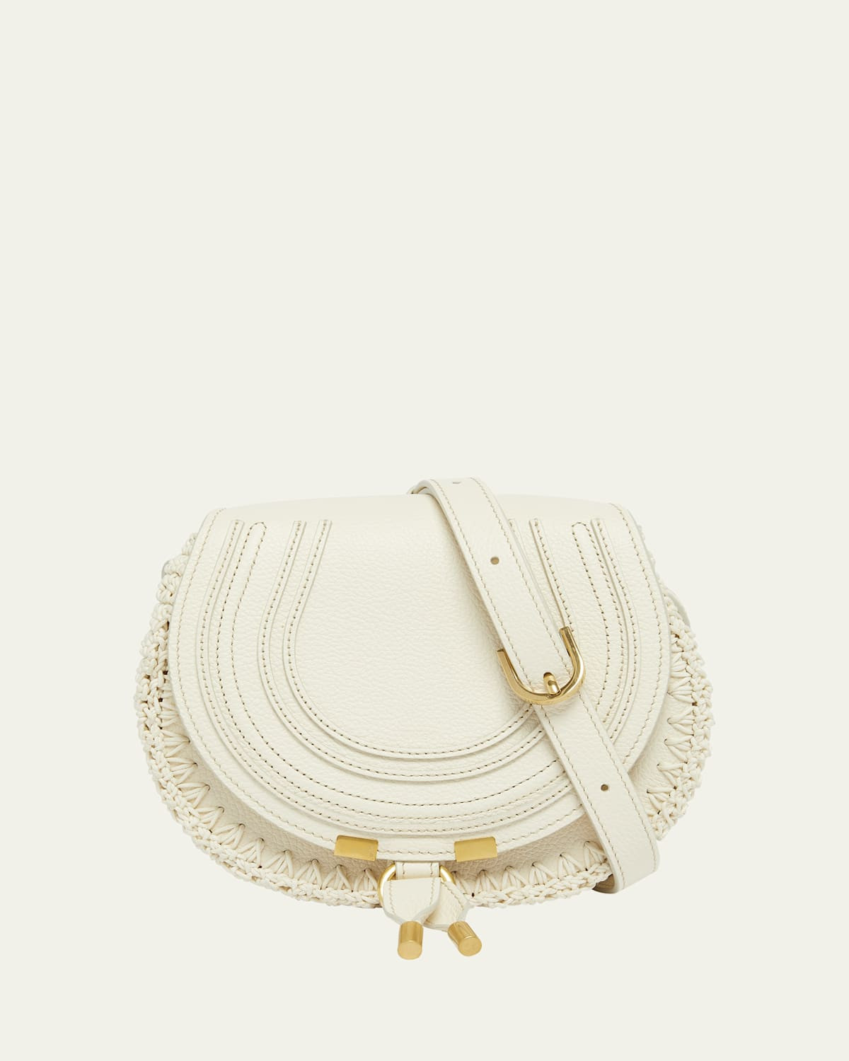 Marcie Flap Saddle Crossbody Bag in Crochet Fabric and Leather | Bergdorf Goodman