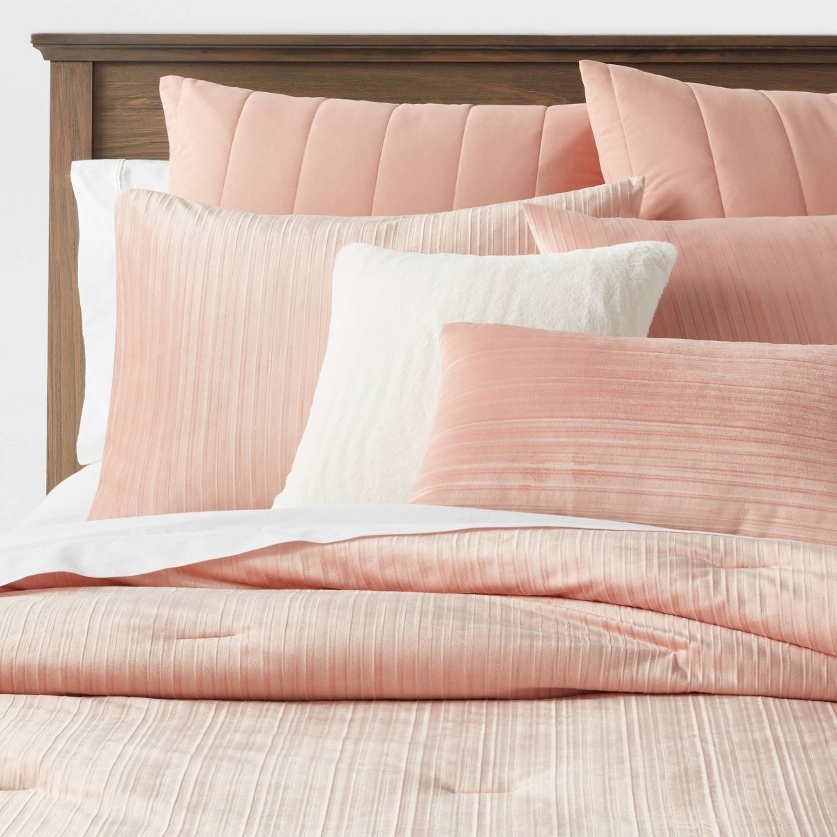 8pc Luxe Velvet Comforter Set Salmon Pink - Threshold™ | Target