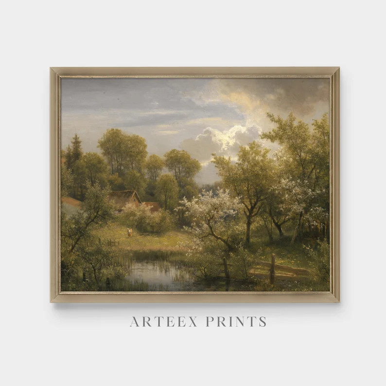 Print and Ship | Vintage Landscape Painting | Country Landscape | Antique Rustic Moody Fine Print... | Etsy (US)