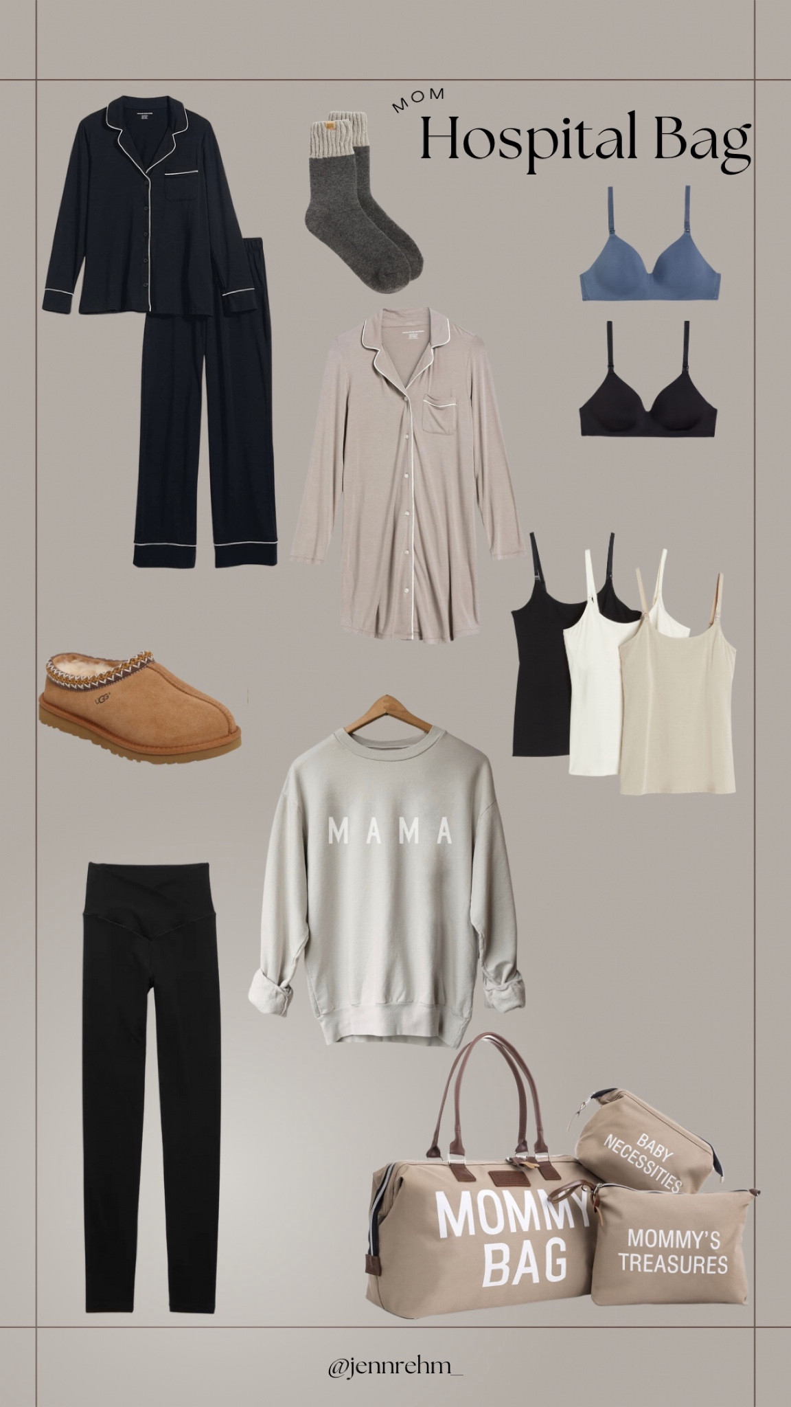 Hospital bag packing guide for mom 


•Pajama Set (Nursing Friendly)
•Night Gown (nursing friendly) 
•Slippers + Socks
•Nursing Tanks (2)
•Nursing Bras (2)
•Going Home Top
•Going Home Bottoms
•Going Home Shoes

#LTKbump #LTKbaby #LTKfamily