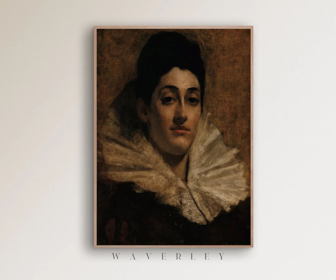 Dark Moody Portrait of a Woman, Vintage Painting, Earth Tone Wall Art, Dark Aesthetic, 19th Centu... | Etsy (US)