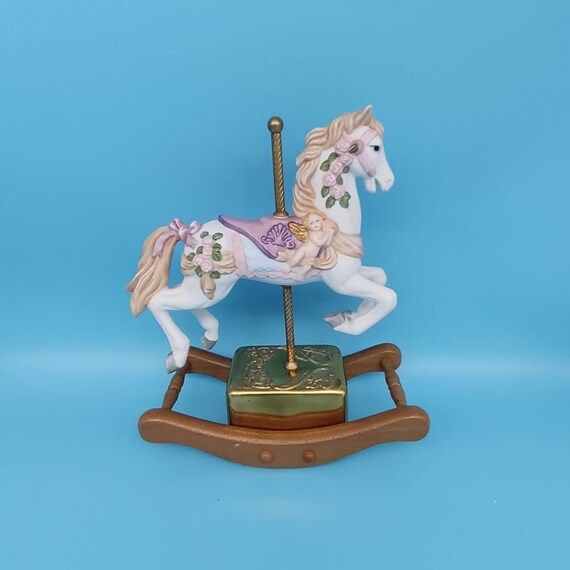 Vintage Porcelain Rocking Carousel Horse Music Box by Gifteo - Etsy | Etsy (US)