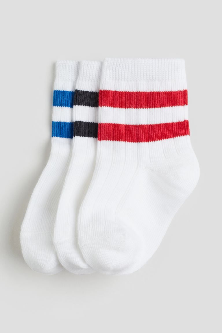 3-pack Socks - White/red - Kids | H&M US | H&M (US + CA)