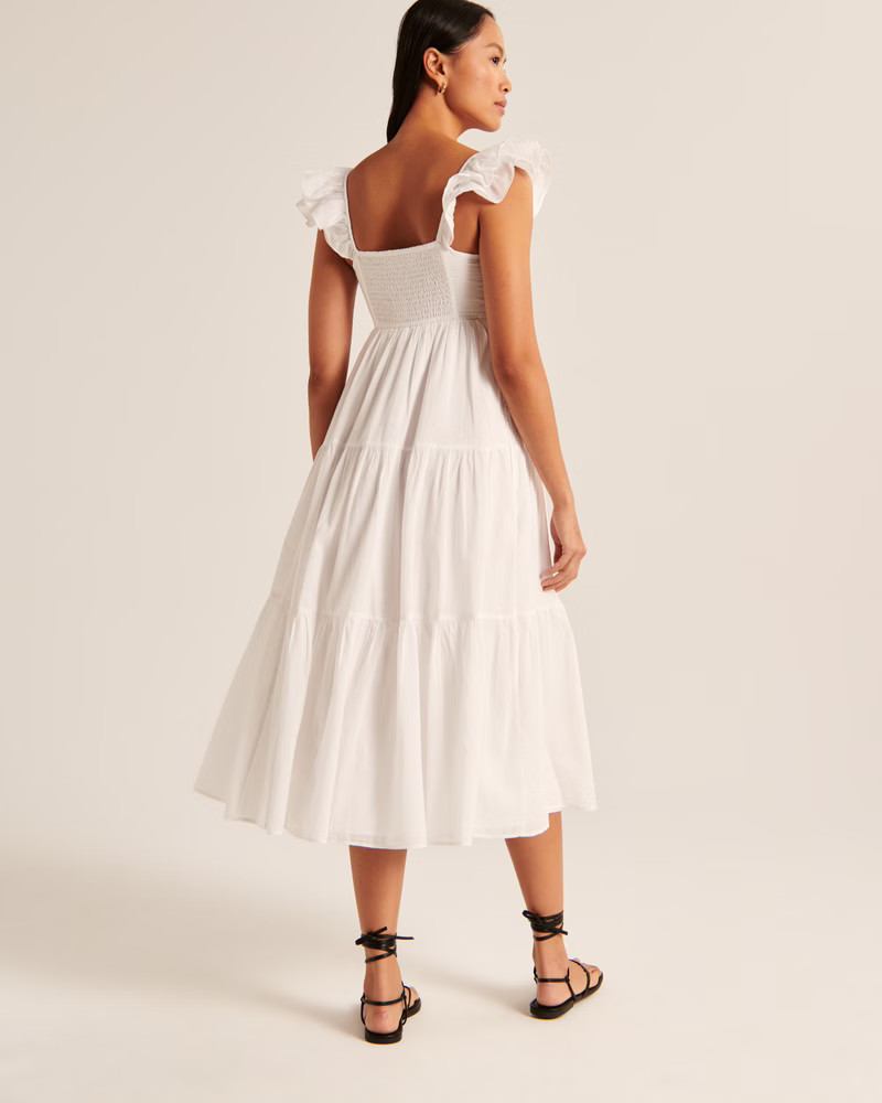 Ruffle Flutter Sleeve Sheer Maxi Dress | Abercrombie & Fitch (US)
