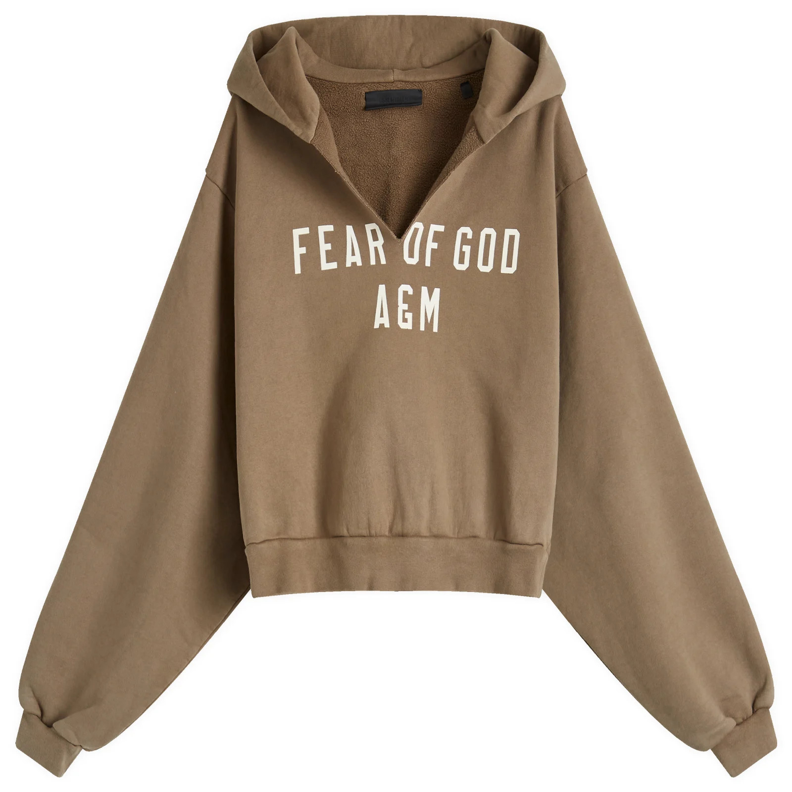 Fear of God ESSENTIALS Heavy Fleece Cropped V-Neck Hoodie | END. Clothing