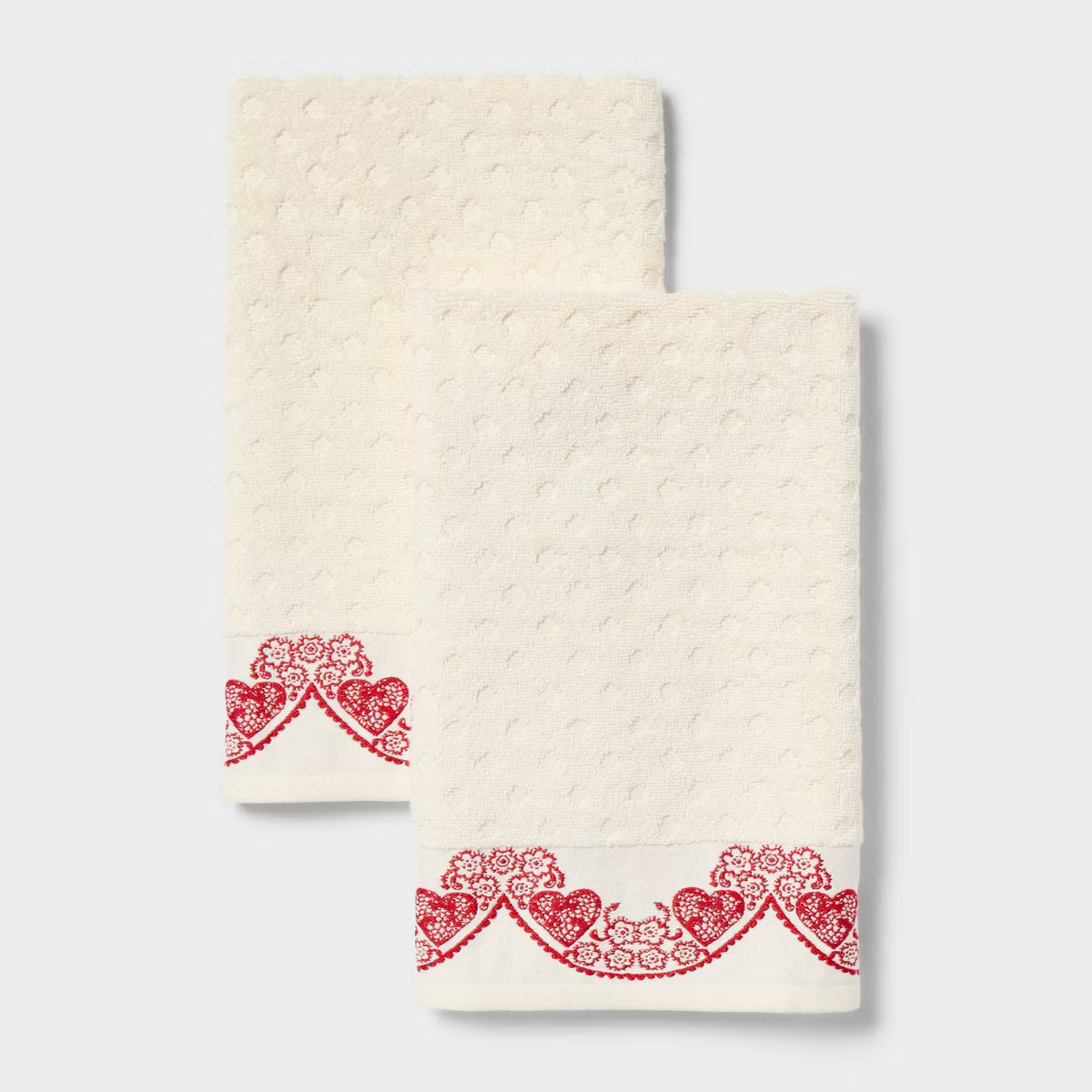 2pk Valentine's Day Scallop Border Hand Towel Set - Threshold™ | Target