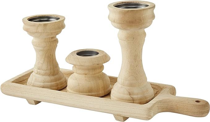 Paulownia Candle Stick Tray Set, 10 1/4" x 18 1/2" | Amazon (US)