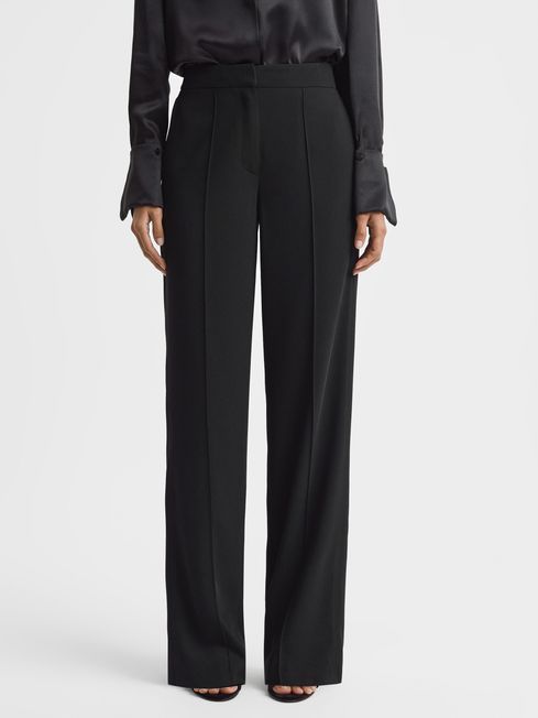 Reiss Black Aleah Pull On Trousers | Reiss UK