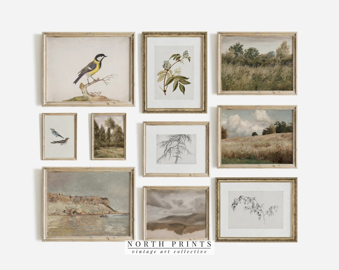 Rustic Gallery Wall Art SET Neutral Vintage Gallery Print Set Nature French Country Decor PRINTAB... | Etsy (US)
