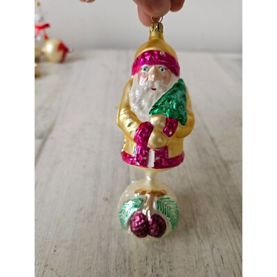 Vintage Radko bavarian Santa pinecone ball ornament drop glass Xmas tree | eBay US