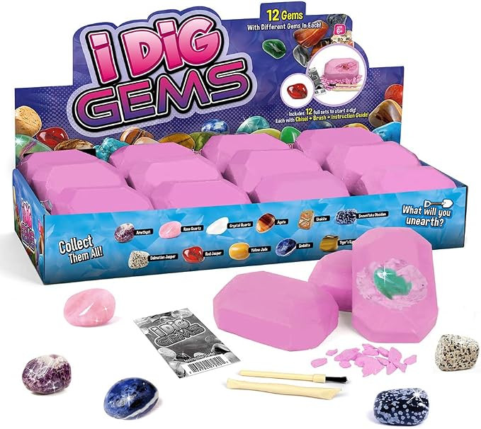 XXTOYS Gemstone Dig Kits 12 Gem Excavation Kits with Real Precious Stones Mineral & Rock Collecti... | Amazon (US)