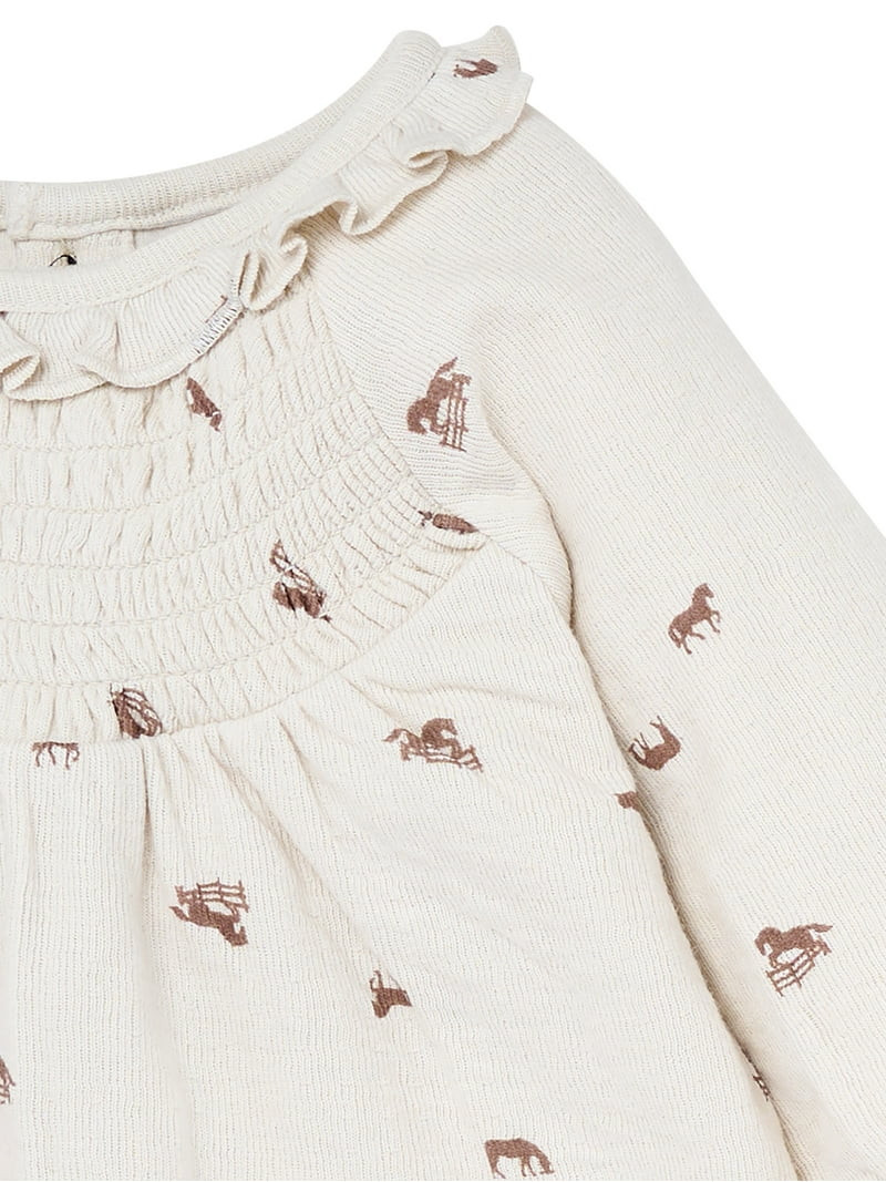 Modern Moments by Gerber Baby Girl Smocked Dress and Tights Set, 2-Piece, Sizes 0/3 Months - 24 M... | Walmart (US)