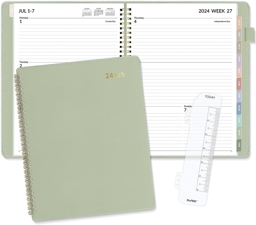 SUNEE 2024-2025 Weekly & Monthly Planner 9"x11.2" - 12 Month (July 2024 - June 2025), Vegan Leath... | Amazon (US)