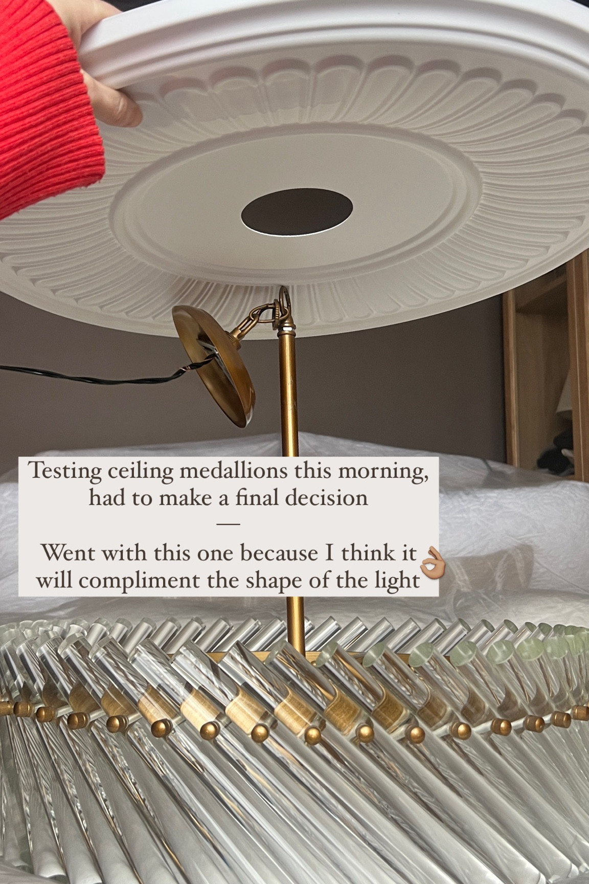 Ceiling medallion (painting London Clay by Farrow & Ball to match) and chandelier we installed in the bedroom today 

#LTKfindsunder100 #LTKhome #LTKsalealert