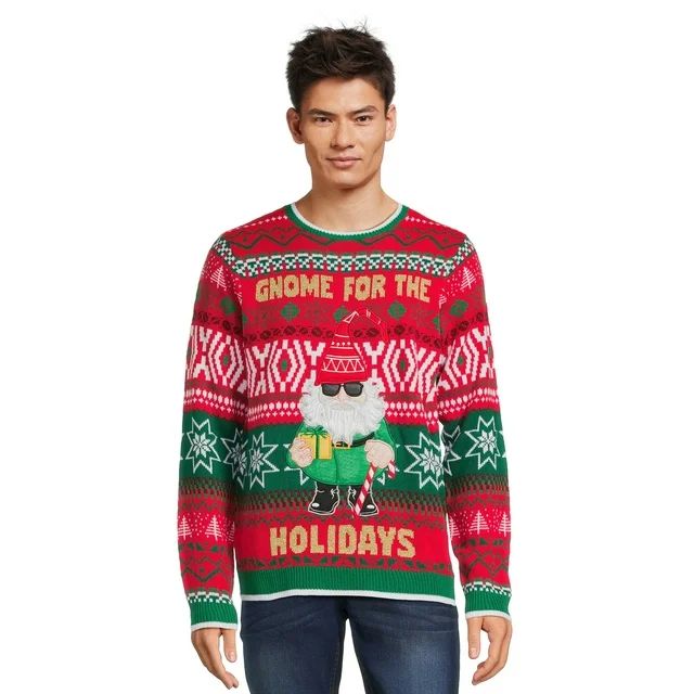 Holiday Time Men's Gnome Ugly Christmas Sweater with Long Sleeves | Walmart (US)