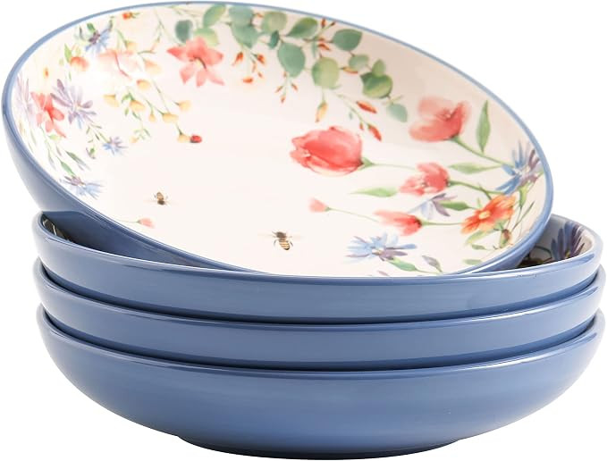 Bico Summer Provence Pasta Bowls, 35oz Salad Bowl Set of 4, Large Ceramic Serving Dinner Bowls fo... | Amazon (US)