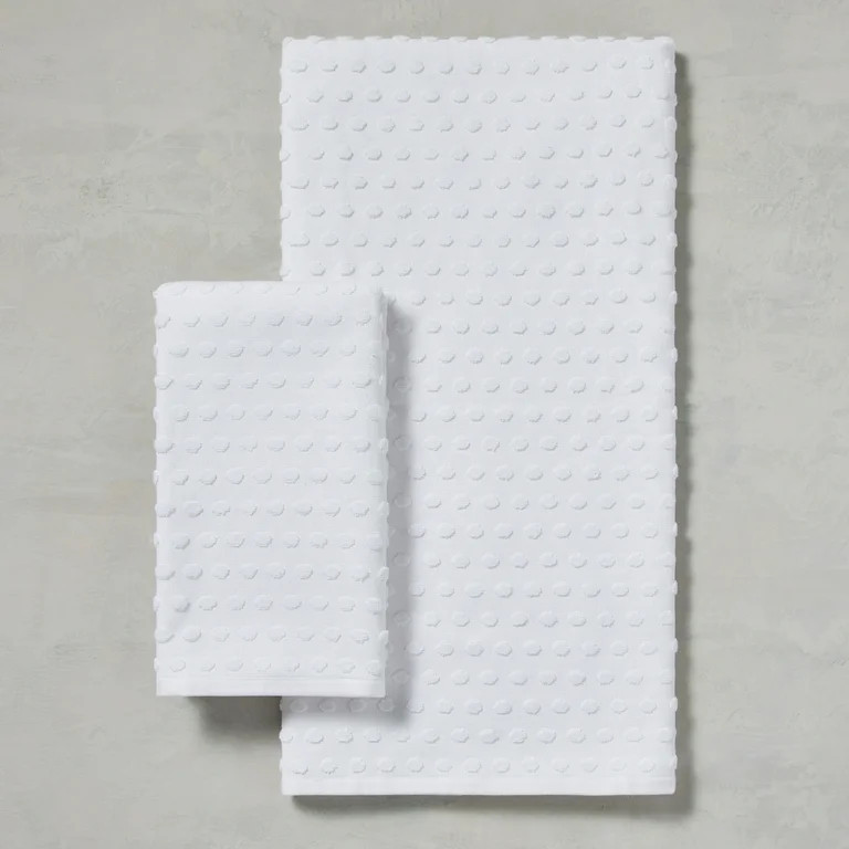 Better Homes & Gardens Ditsy Dots Cotton Bath and Hand Towel Set, White, Set of 2 Pieces - Walmar... | Walmart (US)