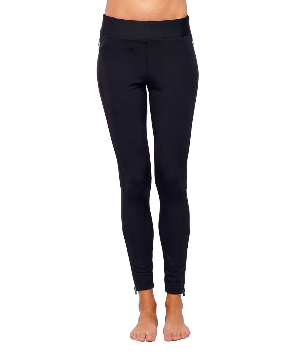 NUX Women's Active Pants black - Black Zipper-Accent Gwen Leggings - Women | Zulily