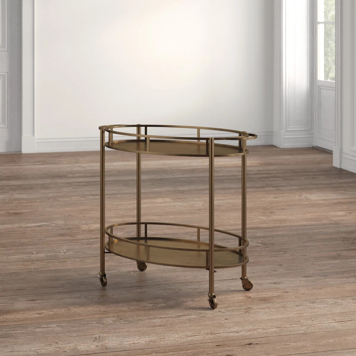 Oval 2-Tier Metal Bar Cart with Wheels | Wayfair North America