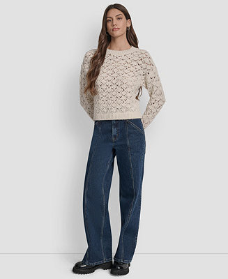 Women's Pointelle Long Sleeve Sweater | Macy's
