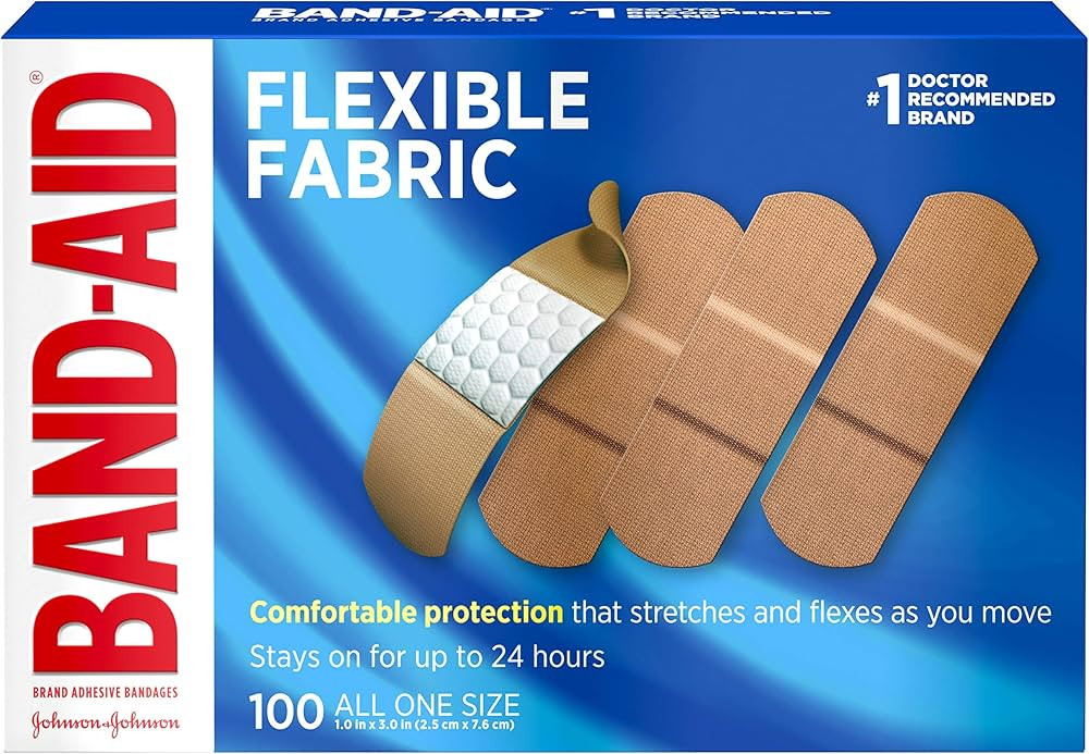 Band-Aid Brand Flexible Fabric Adhesive Bandages for Wound Care and First Aid, All One Size, 100 ... | Amazon (US)