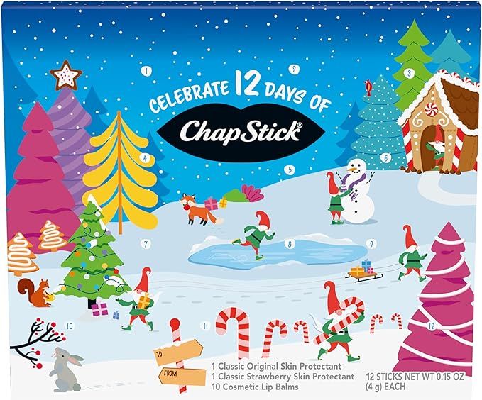 ChapStick Holiday 12 Day Advent Calendar Lip Balm Gift Set - 0.15 Oz | Amazon (US)