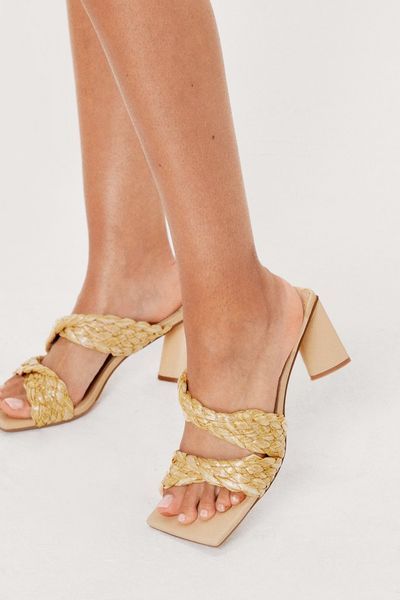 Raffia Asymmetric Heeled Sandals | Debenhams UK